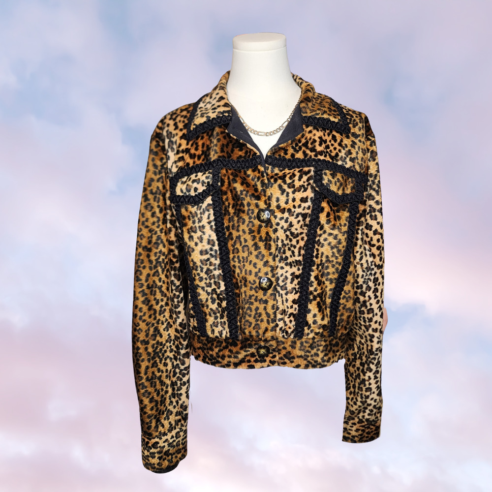 Rare Vtg 80s Howard Wolf Cheetah Leopard Print Brown Black Boho Western Jacket - Picture 1 of 7